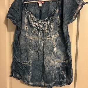 Koi Blue Tie-Dye Blouse